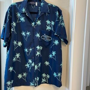 Las Vegas Blue Palm Tree Men's Casual Button Down Shirt